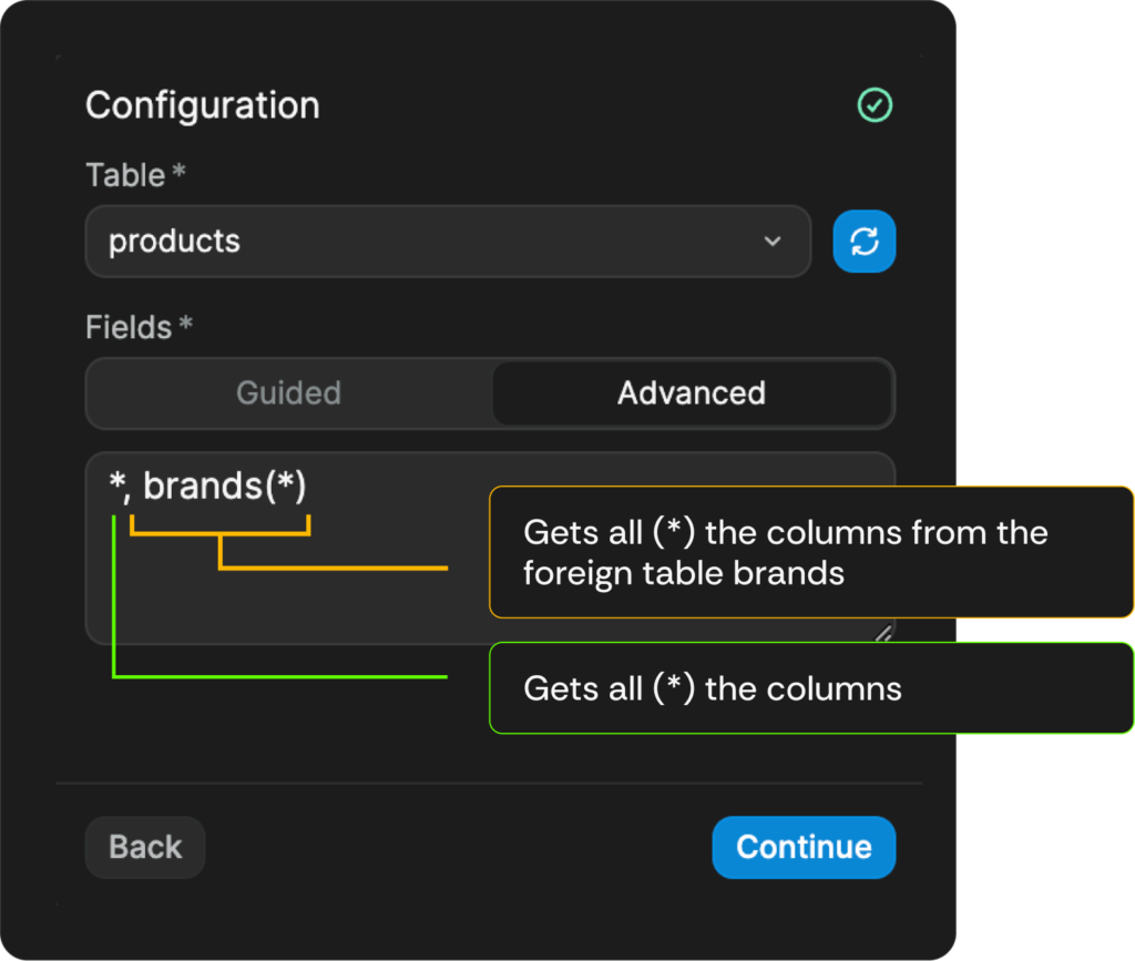 one of the weweb examples of performing joins with Supabase